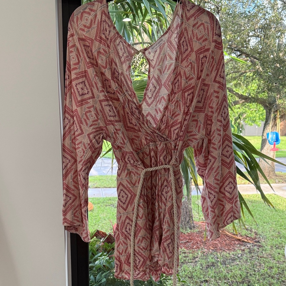 Geometric Patterned Wrap Romper